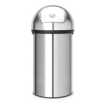 Coș de gunoi argintiu mat din oțel 60 l Push Bin – Brabantia