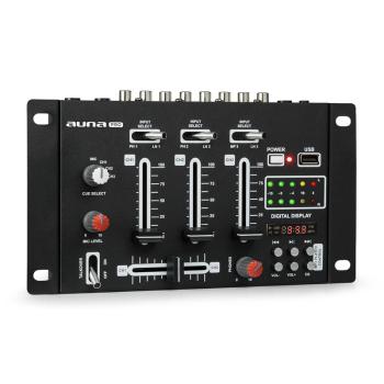 Auna Pro DJ-21, dj-mixer, pult de mixaj, usb, negru