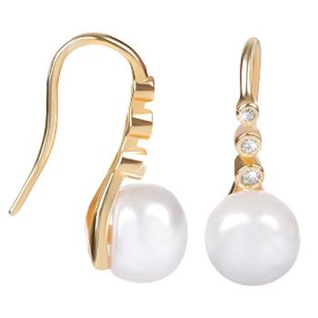 JwL Luxury Pearls Cercei de argint placate cu aur cu perla dreapta JL0411