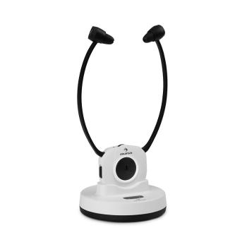 Auna Stereoskop, căști wireless cu design de stetoscop, design in-ear, 20 m, 2,4 GHz, TV / HiFi / CD / MP3, baterie, alb 