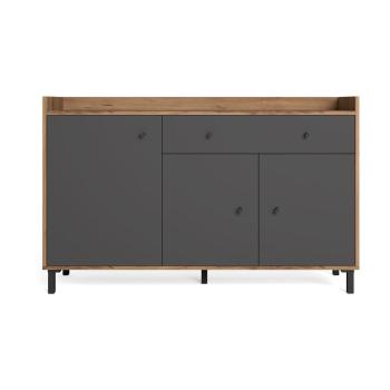 Comodă joasă gri cu aspect de nuc 132x84 cm Malta - Marckeric