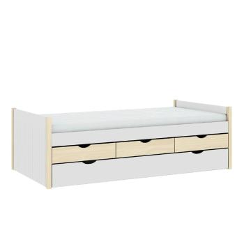 Pat pentru copii  alb/în culoare naturală cu spațiu de depozitare 90x190 cm Valka – Marckeric