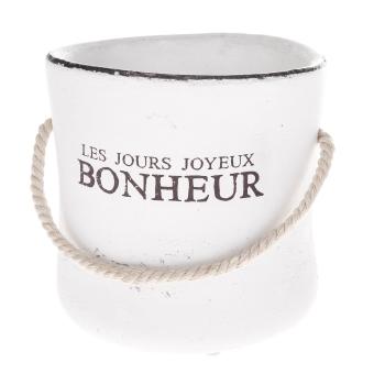 Recipient ceramic de ghiveci Bonheur, alb, 15 cm