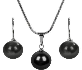 Levien Set modern de colier și cercei Pearl Negru SET-041