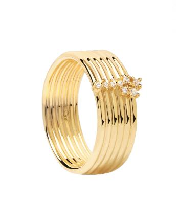 PDPAOLA Inel atemporal palcat cu aur, cu zircon SUPER NOVA Gold AN01-614 56 mm