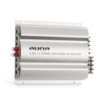 Auna C300.4, amplificator cu 4 canale, amplificator de mașină, 1200 W PMPO, 300W RMS, argintiu
