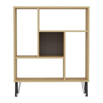 Bibliotecă gri/cu aspect de lemn de stejar 90x108 cm Arven – Kalune Design