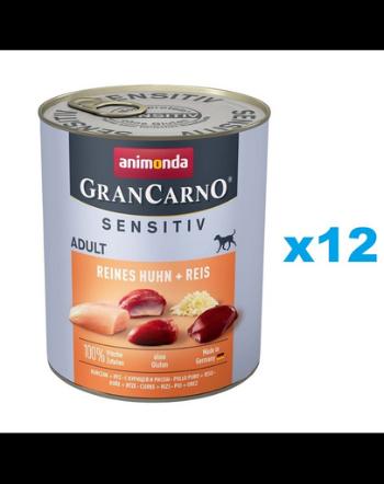 ANIMONDA GranCarno Sensitiv Pure Chicken&amp;Rice 12x800 g Hrana pui si orez, caini adulti sensibili