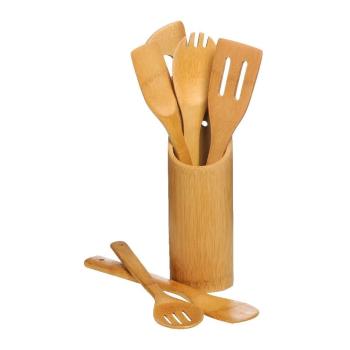 Set 6 ustensile de bucătărie cu suport Premier Housewares Bamboo Set