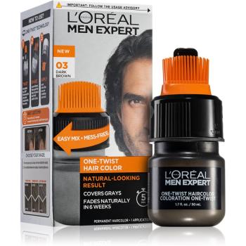 L’Oréal Paris Men Expert One Twist culoare par cu aplicator pentru bărbați 03 Dark Brown