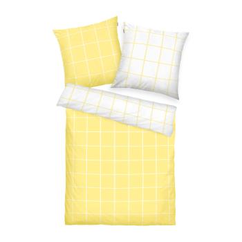 Lenjerie de pat din bumbac Tom Tailor Light Lemon & Crisp White, 140 x 200 cm, 70 x 90 cm