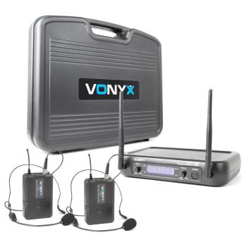 Vonyx WM73H, sistem de microfon fără fir, 2 canale, 2 X set de microfon pentru cap