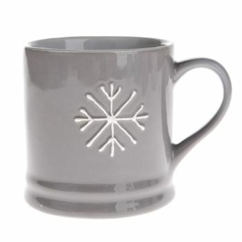 Cană de Crăciun din ceramică Snowflake, 420 ml,gri