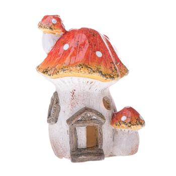 Suport de lumânări din ceramică Casa Toadstool,9,2 x 12,1 x 7,8 cm