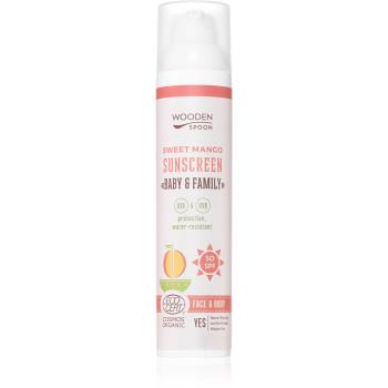 WoodenSpoon Baby & Family Sweet Mango loțiune cu protecție solară pentru toată familia SPF 50 100 ml