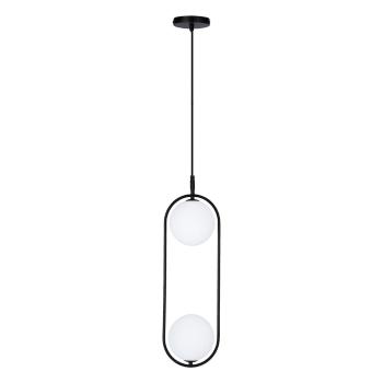 Lustră neagră cu abajur din sticlă 18.5x15 cm Cordel – Candellux Lighting