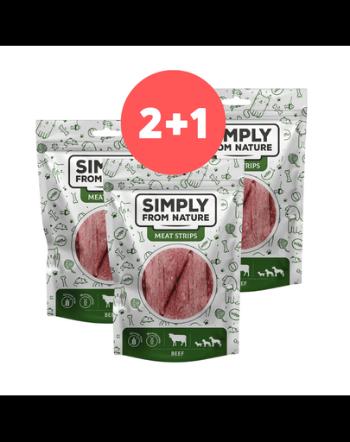 SIMPLY FROM NATURE Meat Strips gustare vita pentru caini 2 x 80g + 80g GRATIS