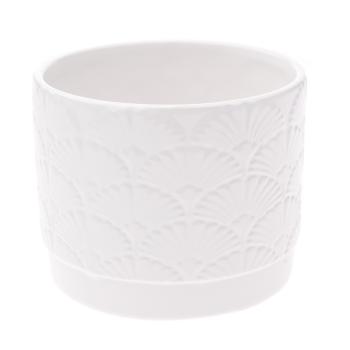 Recipient ceramic ghiveci Shells, alb, 11,8x 9,8 x 9 cm