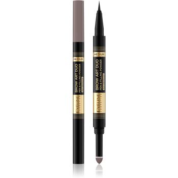 Eveline Cosmetics Brow Art Duo creion dermatograf cu două capete pentru sprâncene culoare Medium 8 g