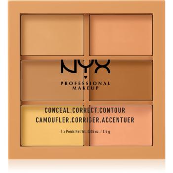 NYX Professional Makeup Conceal. Correct. Contour paletă de contur și corectare culoare 02 Medium 6 x 1.5 g