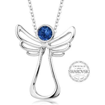 Levien Colier Înger cu cristal albastru Swarovski Guardian Angel
