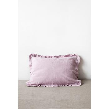 Față de pernă din in cu tiv plisat Linen Tales, 50 x 60 cm, violet lavandă