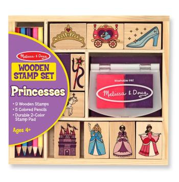 Melissa & Doug - Set de timbre Princess din lemn