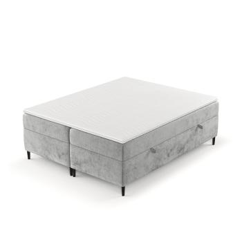 Pat boxspring gri cu spațiu de depozitare 140x200 cm Araya – Maison de Rêve