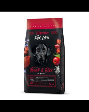 FITMIN Dog For Life Beef &amp; Rice 12 kg hrana caini cu vita si orez