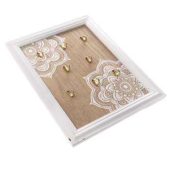 Suport din lemn pentru chei Mandala, 8 cârlige, 25 x 35 x 3,5 cm