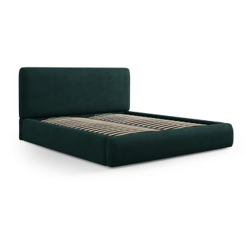 Pat matrimonial verde închis tapițat cu spațiu de depozitare cu somieră 180x200 cm Colonel – Cosmopolitan Design