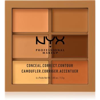 NYX Professional Makeup Conceal. Correct. Contour paletă de contur și corectare culoare 03 Deep 6 x 1.5 g