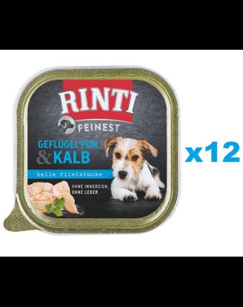 RINTI Feinest Poultry Pure&amp;Veal pasare si vitel 12x150 g pentru caine