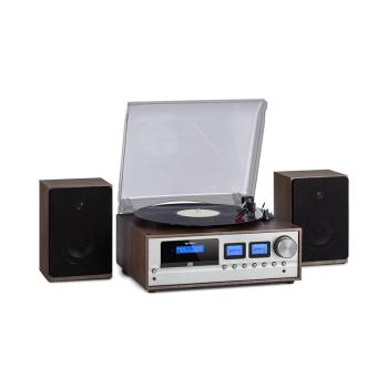 Auna Oxford Retro Stereo System DAB + / FM, funcție BT, funcție de vinil CD AUX-In, culoarea gri