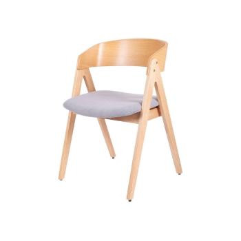 Set 2 scaune din lemn de cauciuc cu șezut gri sømcasa Rina