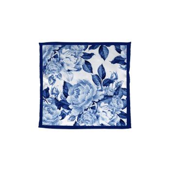 Eșarfă Madre Selva Blue Flowers, 55 x 55 cm, albastru
