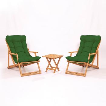 Set mobilier de grădină verde/natural  din lemn   de fag pentru 2 persoane – Floriane Garden