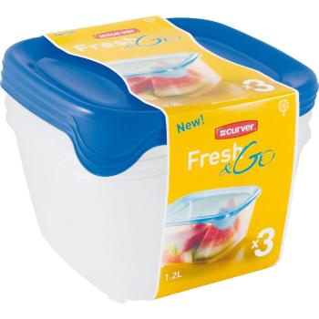 Set 3 recipiente pentru alimente Curver Fresh&Go, 1,2 l