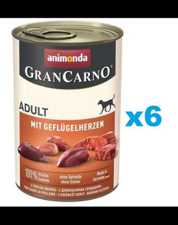 ANIMONDA Gran Carno Adult with Poultry hearts 6x400 g Ser mancare cu inimi de pui pentru caine