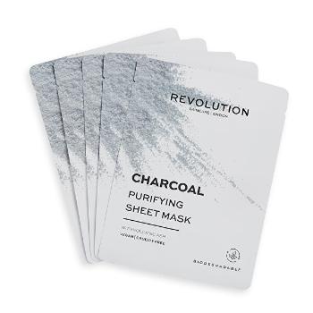 Revolution Skincare Set de măști de față cu cărbune negru Biodegradable(Purifying Charcoal Sheet Mask)