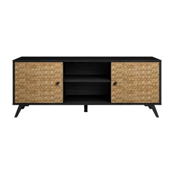 Comodă TV neagră cu aspect de lemn exotic 136x53 cm Hanoi - Marckeric