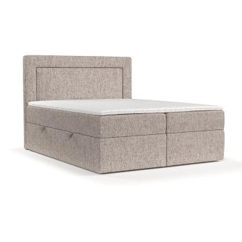 Pat boxspring maro deschis cu spațiu de depozitare 160x200 cm Imagine – Maison de Rêve