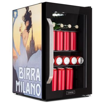 Klarstein  Beersafe 70 Birra Milano Edition, frigider, 70 litri, 3 rafturi, usa panoramica din sticla, inox