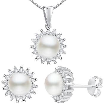 Silvego Set din argint VERA perle albe autentice LPS1166 (cercei, pandantiv)