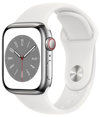 Apple Apple Watch Series 8 GPS + Cellular 41mm Silver Steel, White sportiv