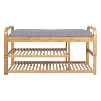 Pantofar din bambus cu șezut Leitmotiv Bench, lățime 90 cm, gri