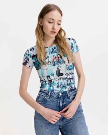 Guess Magazine Print Tricou Albastru