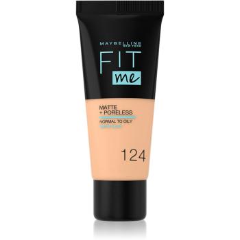 Maybelline Fit Me! Matte+Poreless machiaj mat pentru piele normală și grasă culoare 124 Soft Sand 30 ml