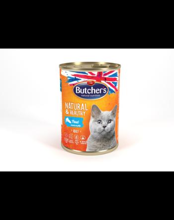 BUTCHER'S Natural&amp;Healthy Cat cu bucăți de păstrăv în jeleu 400 g