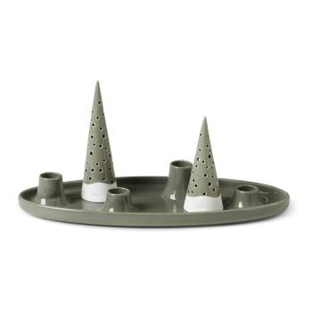 Suport pentru lumânări de Advent din ceramică Kähler Design Nobili, lungime 33 cm, verde